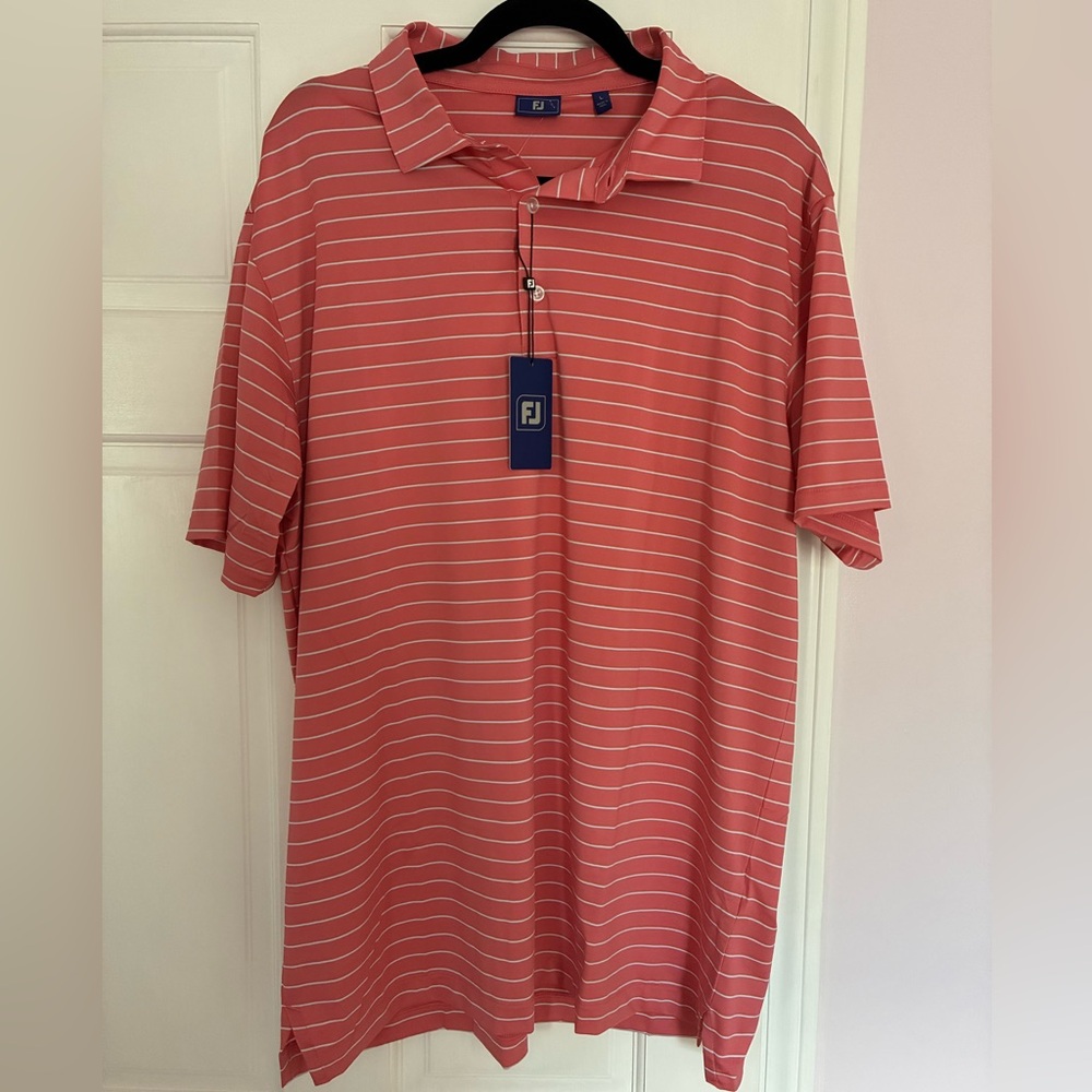 FootJoy Men's Coral Striped Polo Shirt